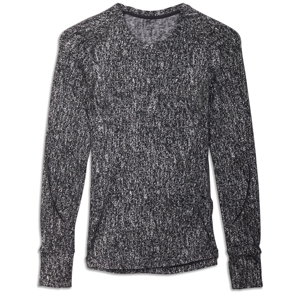 Lululemon Extra Mile Long Sleeve Running Luon Ring spun Black White Top
